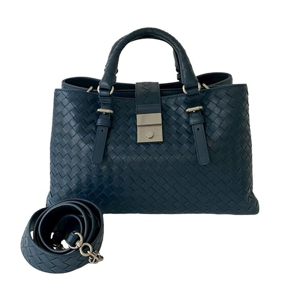 BOTTEGA VENETA Blue Leather Intrecciato Shoulder Bag - Picture 1 of 10